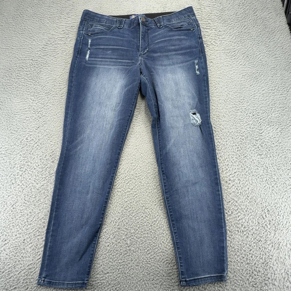 Democracy Ab Solution Jeans Womens 16 Blue Distressed Skinny Stretch Denim